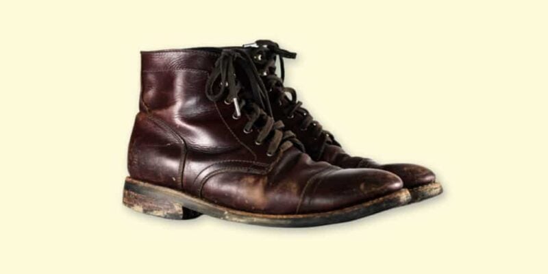 Thursday Boots Captain Review: My Thoughts After Five Years of Wear 4 Thursday Boots Captain Review Product Shot of Thursday Boots Captain in Brown Worn on Blank Background copy Twitter Post 1