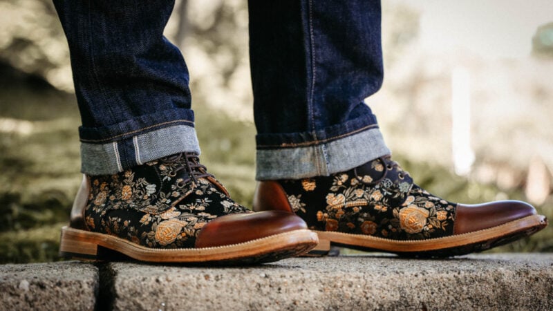 Model's jeans going down over Taft Jack Boots